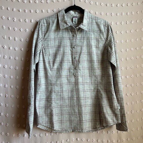 Stio Women’s Poplar Button Up Long Sleeve Sz M Pale Lichen Plaid - Picture 1 of 5